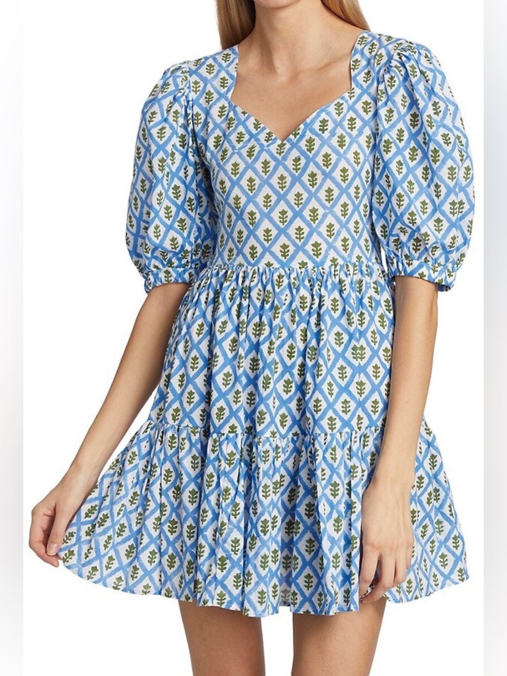 Mille Aneli Block-Print Mini Dress Blue Size L